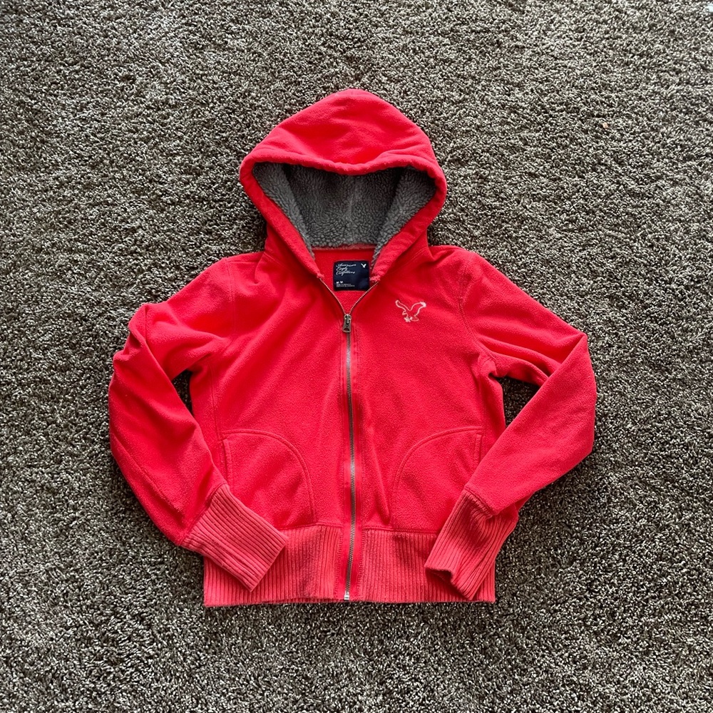 American Eagle Outfitters Red Zip-Up Hoodie